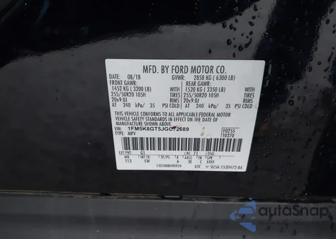 2018 Ford Explorer Sport z USA, uszkodzony, nr VIN 1FM5K8GT5JGC72689